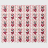 Rode Harten Engelse Bulldog Hond Liefhebber Valent Cadeaupapier (Vlak)