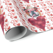 Rode Harten Engelse Bulldog Hond Liefhebber Valent Cadeaupapier (Rol Hoek)