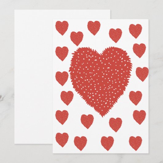 Rode harten feestdagenkaart (Voorkant / Achterkant)