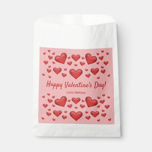 Rode harten Fijne Valentijnsdag & aangepaste tekst Bedankzakje (Voorkant)