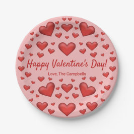 Rode harten Fijne Valentijnsdag & aangepaste tekst Papieren Bordje