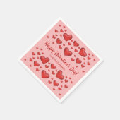 Rode harten Fijne Valentijnsdag & aangepaste tekst Servet (Hoek)