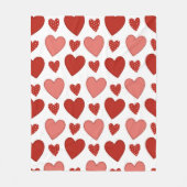 Rode harten fleece deken (Voorkant)
