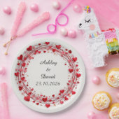 Rode harten frame papieren bordje (Feest)