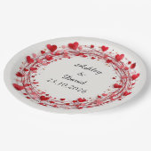 Rode harten frame papieren bordje (Gekanteld)