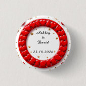 Rode Harten Frame Ronde Button 3,2 Cm (Voorkant)