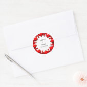 Rode Harten Frame Ronde Sticker (Envelop)