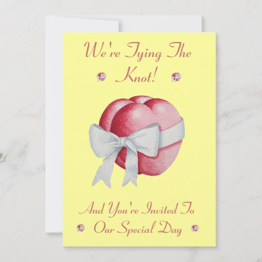 rode harten gebonden aan  witte boog voor bruiloft kaart (Voorkant)