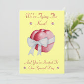 rode harten gebonden aan  witte boog voor bruiloft kaart (Staand voorkant)