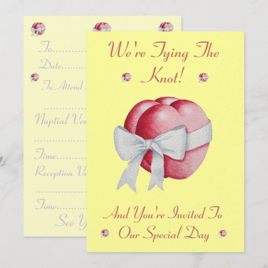 rode harten gebonden aan  witte boog voor bruiloft kaart (Voorkant / Achterkant)