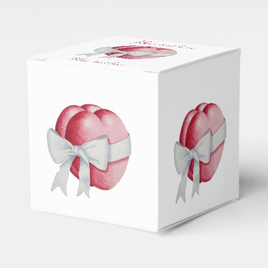 Rode harten gebonden met wit lint voor bruiloften bedankdoosjes (Voorkant Zijde)