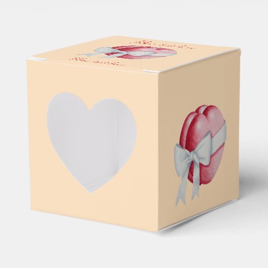 Rode harten gebonden met wit lint voor bruiloften bedankdoosjes (Voorkant Zijde)