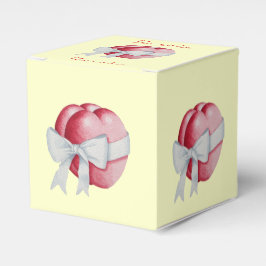 Rode harten gebonden met witte bogen voor bruiloft bedankdoosjes