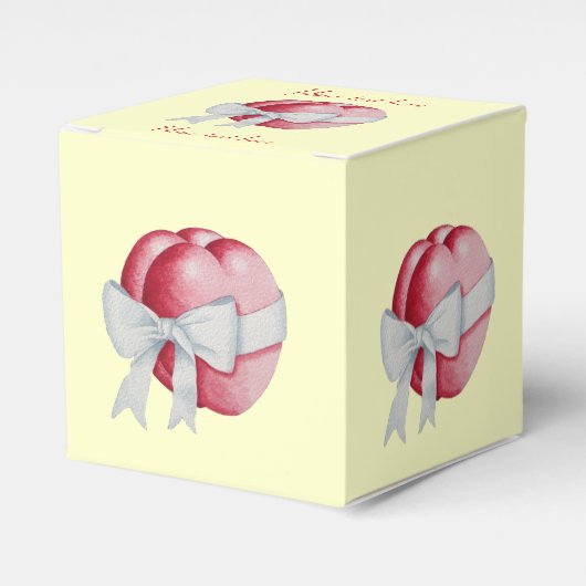 Rode harten gebonden met witte bogen voor bruiloft bedankdoosjes (Voorkant Zijde)