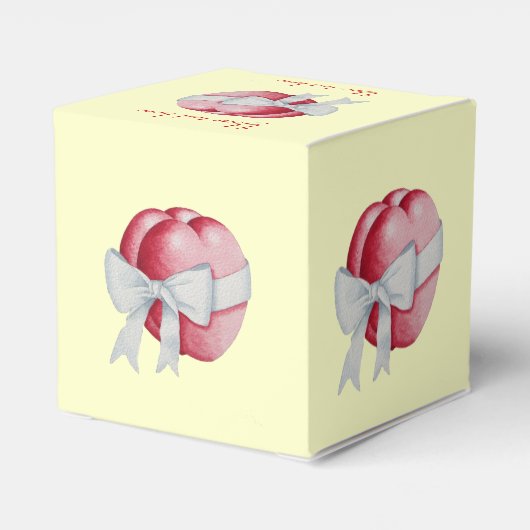 Rode harten gebonden met witte bogen voor bruiloft bedankdoosjes (Achterkant)