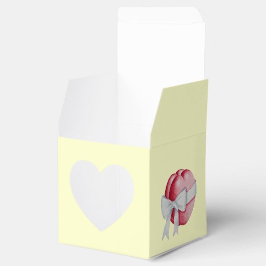 Rode harten gebonden met witte bogen voor bruiloft bedankdoosjes (Geopend)