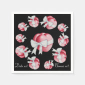 Rode harten gebonden met witte bogen voor bruiloft servetten (Voorkant)