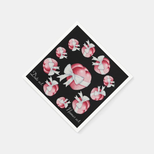 Rode harten gebonden met witte bogen voor bruiloft servetten (Hoek)