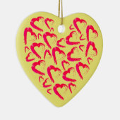 Rode harten geel keramisch Ornament (Rechts)