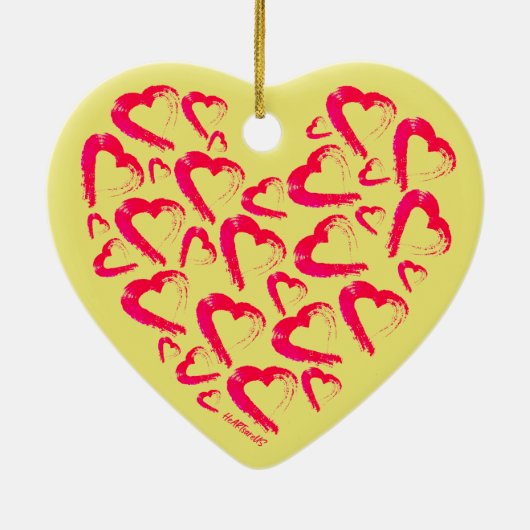 Rode harten geel keramisch Ornament (Achterkant)