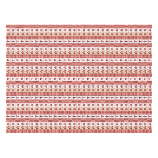 Rode harten, geruit, Kerstbomen Landelijk Tafelkleed (Voorkant (Horizontaal))