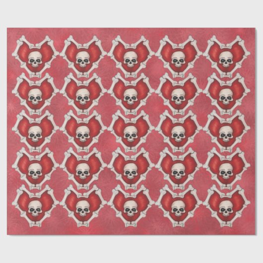 Rode harten geschetst in Botten met schedels in he Cadeaupapier (Vlak)