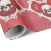 Rode harten geschetst in Botten met schedels in he Cadeaupapier (Rol Hoek)