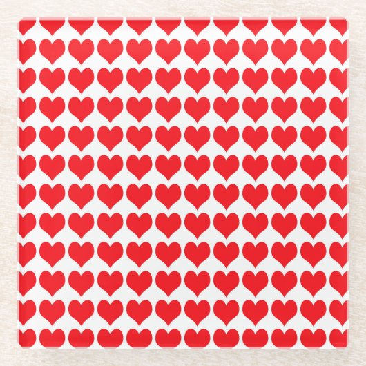 Rode harten glazen onderzetter (Voorkant)