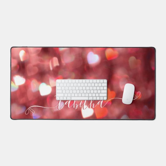 Rode harten glitter bureaumat (Keyboard & Muis)