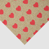 Rode harten, goudglitter Sparkles Tissuepapier (Detail)
