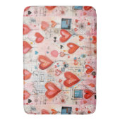 Rode harten grillige liefde patroon badmat (Voorkant Verticaal)