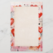 Rode harten grillige liefde patroon briefpapier (Voorkant)