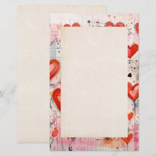 Rode harten grillige liefde patroon briefpapier