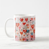 Rode harten grillige liefde patroon koffiemok (Links)