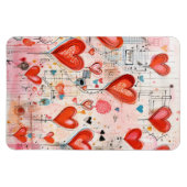 Rode harten grillige liefde patroon magneet (Horizontaal)