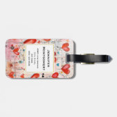 Rode harten grillige liefde patroon monogram bagagelabel (Achterkant horizontaal)