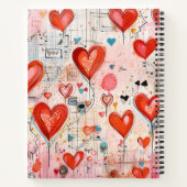 Rode harten grillige liefde patroon monogram notitieboek (Achterkant)