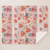 Rode harten grillige liefde patroon sherpa deken (Voorkant (horizontaal))