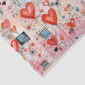 Rode harten grillige liefde patroon tissuepapier (Detail)