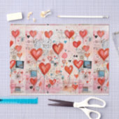 Rode harten grillige liefde patroon tissuepapier (Craft)