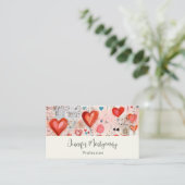 Rode harten grillige liefde patroon visitekaartje (Staand voorkant)