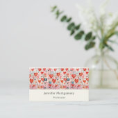 Rode harten grillige liefde patroon visitekaartje (Staand voorkant)