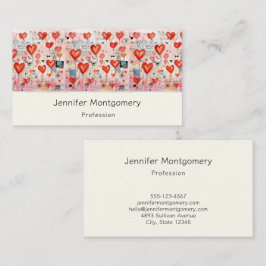 Rode harten grillige liefde patroon visitekaartje