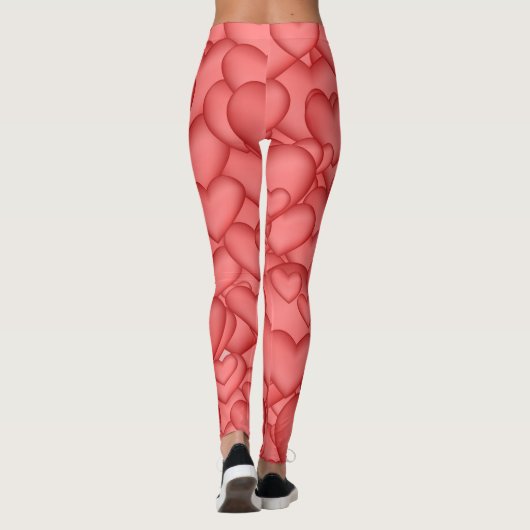 Rode harten, harten en harten leggings (Achterkant)
