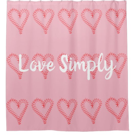 Rode harten houden van gewoon roze douchegordijn (Voorkant)