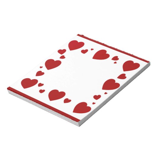 Rode harten houden van groot notitieblok (Linkerzijde)