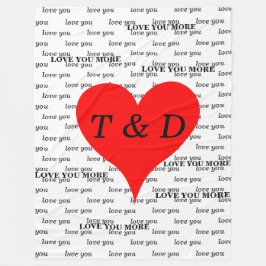 Rode harten houden van je meer monogram fleece deken