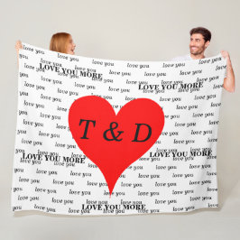 Rode harten houden van je meer monogram fleece deken