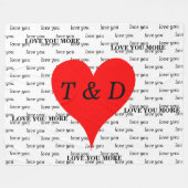 Rode harten houden van je meer monogram fleece deken (Voorkant (Horizontaal))