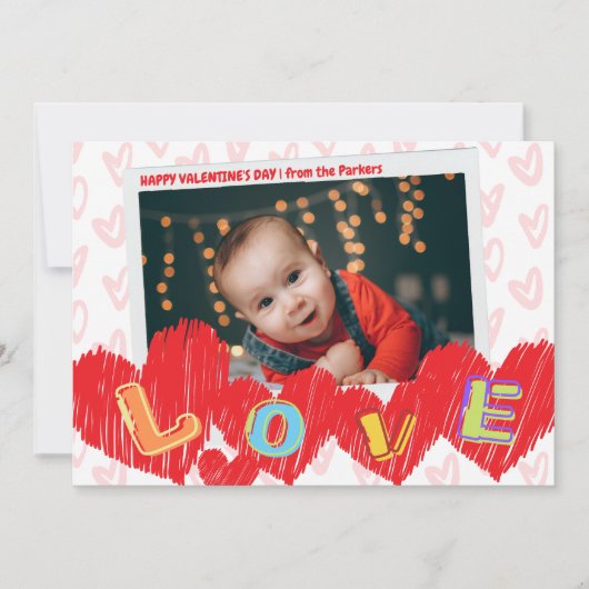 Rode harten houden van Kinder Valentijn fotokaart Kaart (Voorkant)